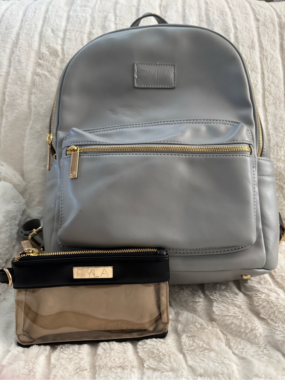 Light Gray RYLA Women's Baby Backpack/or just Backpack w/ free clear pouch